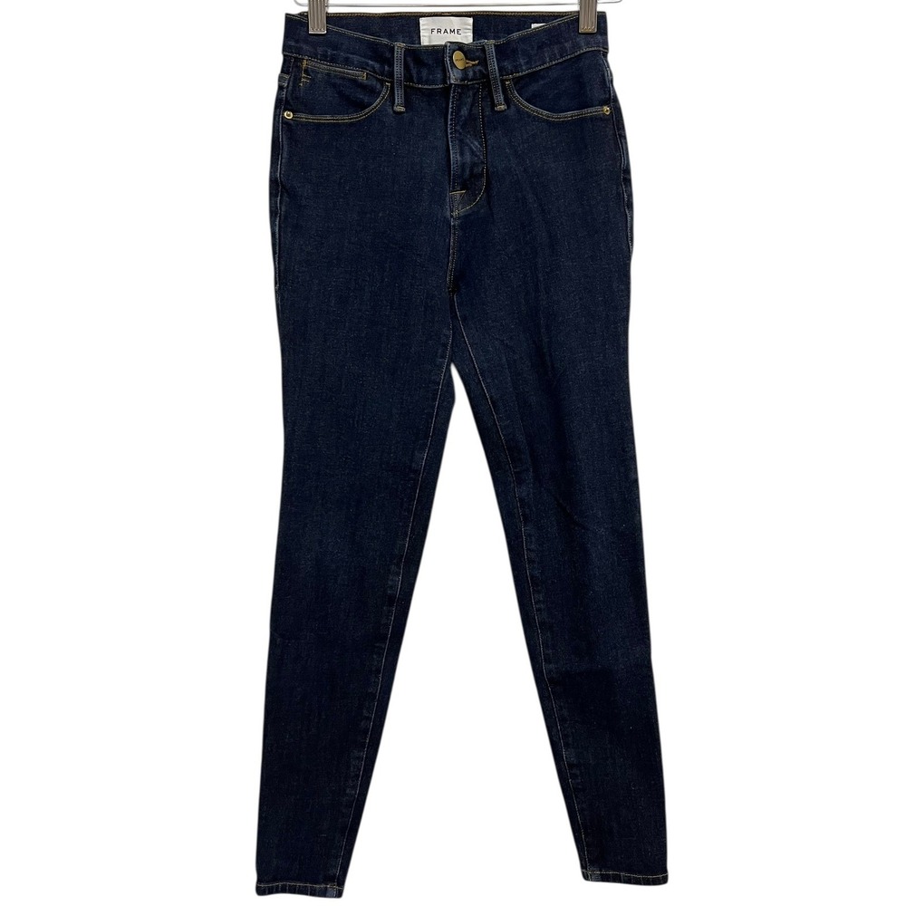 FRAME Le High Skinny Jeans Womens 25 Dark Blue Rinse Denim Minimalist Fitting
